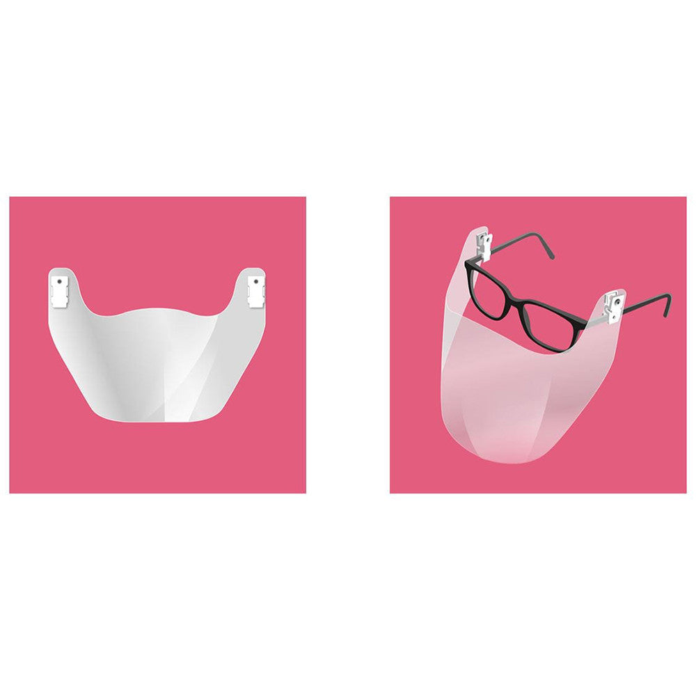 Protective face mask shield clip on glasses 2 pieces pack, CLEAR